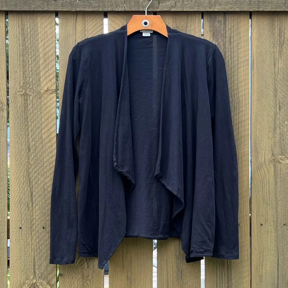 XS J. Crew Black Cotton Lightweight Open Cardigan